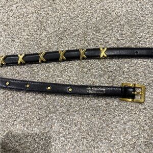 Black Leather Belt with Gold Accents By Paloma Picasso